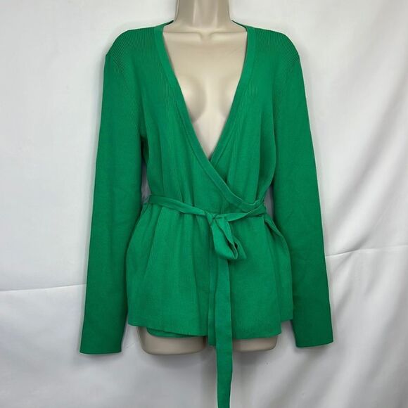 CABI Green Cocktail Cardigan Wrap Long Sleeve Ribbed Knit  NWOT size Medium - Picture 2 of 13